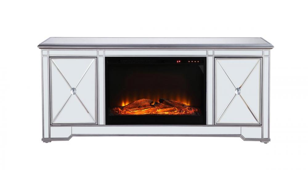 Elegant Mirrored TV Stand with Fireplace
